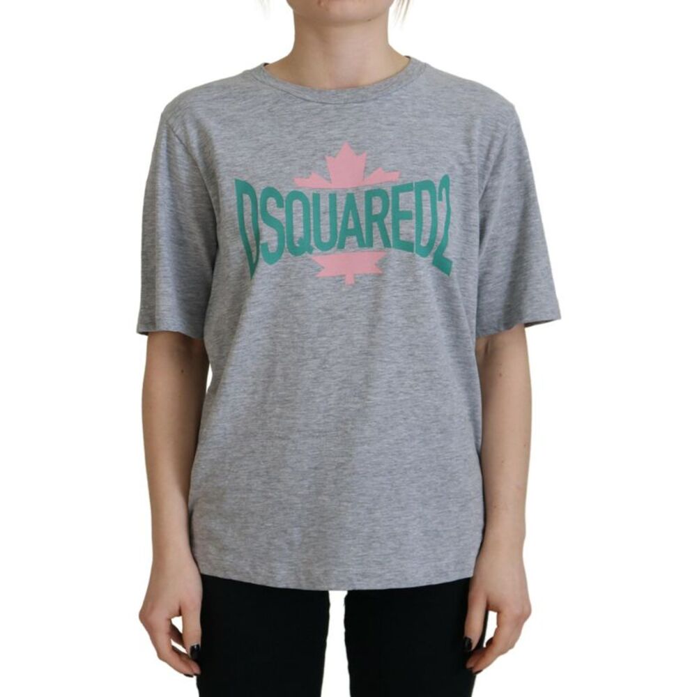 Dsquared² Gray Logo Cotton Crewneck Short Sleeve Tee Women's T-shirt